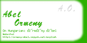 abel ormeny business card